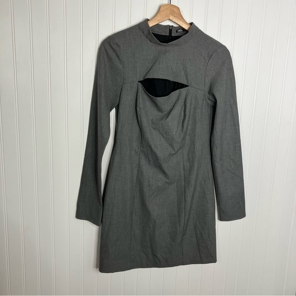 Zara Dress Medium New Houndstooth Mini Cutout Party Work Office Siren - Picture 2 of 9